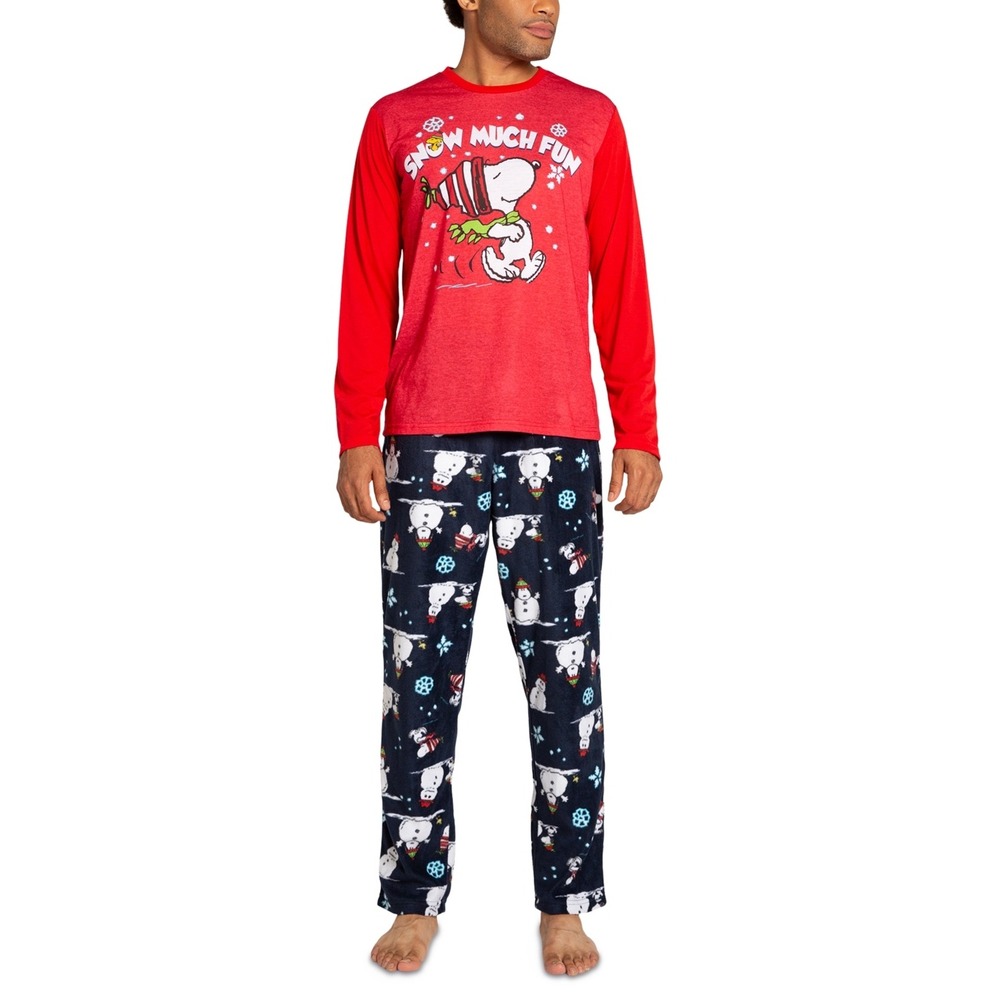 Briefly Stated Matching Men's Peanuts Long-Sleeve Top and Pajama Pants Set - S